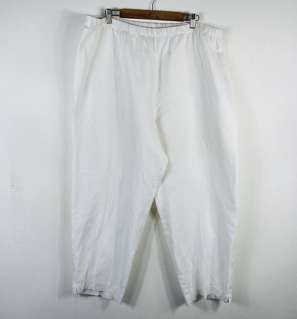 Hot Cotton Pants 2X White Linen Cotton Pull On Casual Made In USA